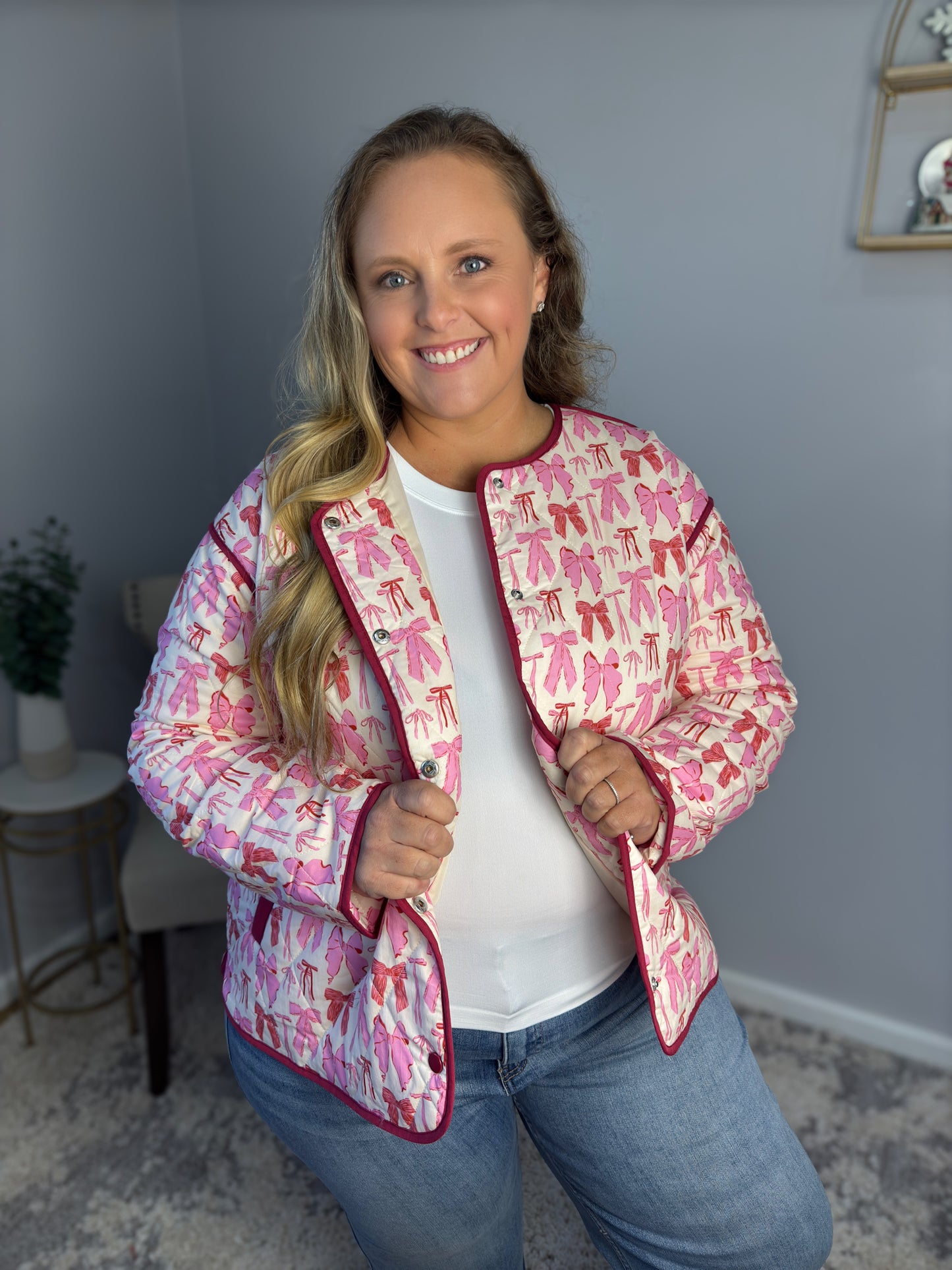 Quilted Bow Jacket Plus Size