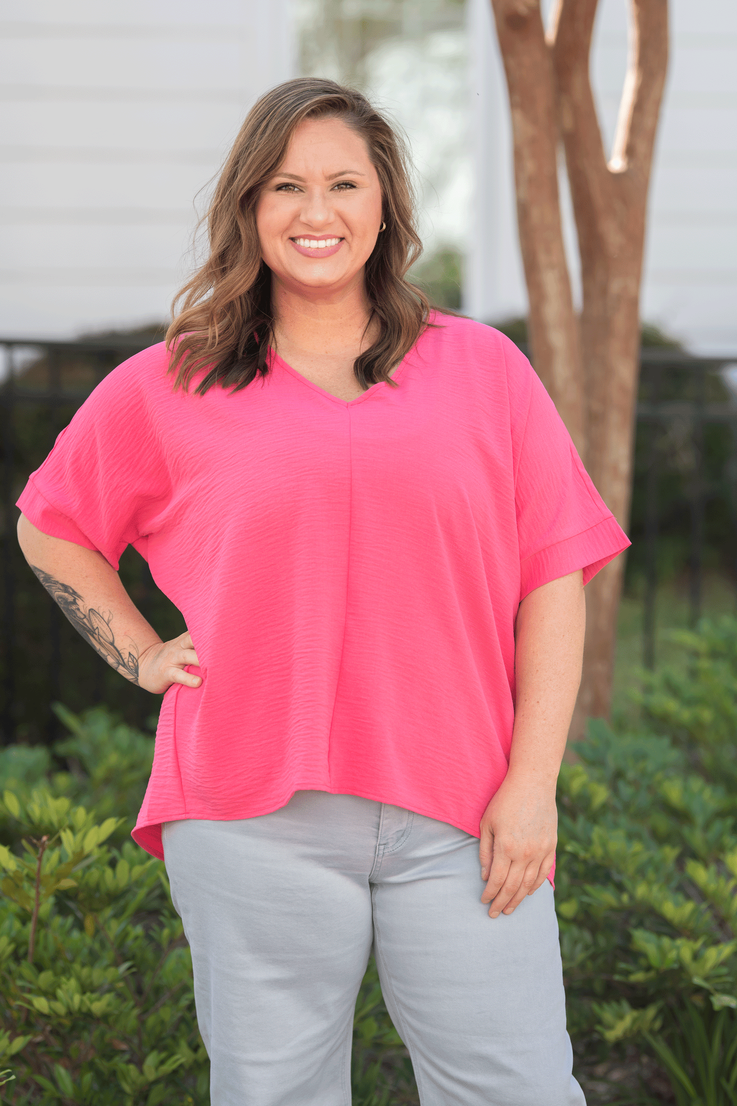 Zenana V-Neck Top(Plus)