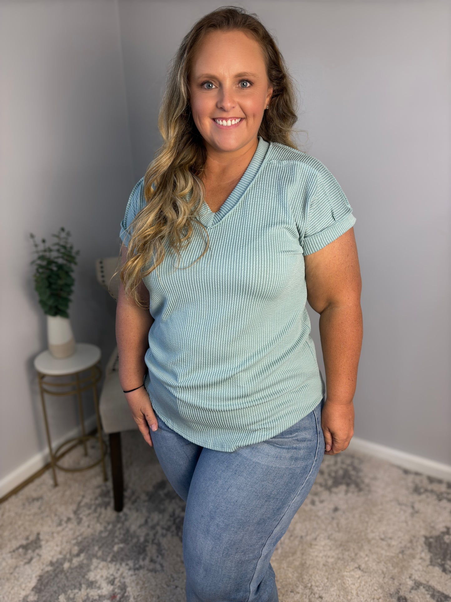 Solid Urban Ribbed Top Plus Size