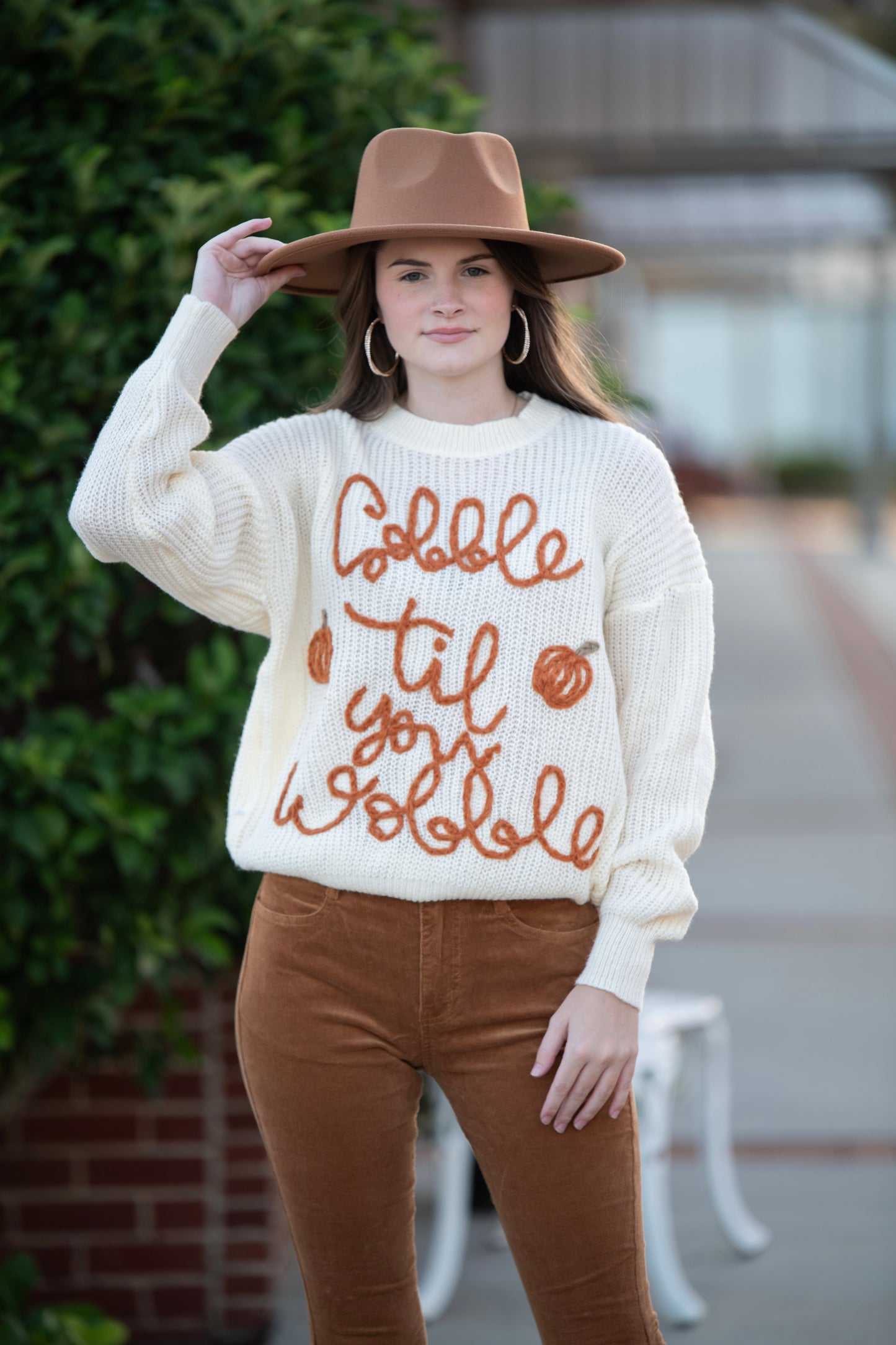 Gobble Til You Wobble Ivory Sweater