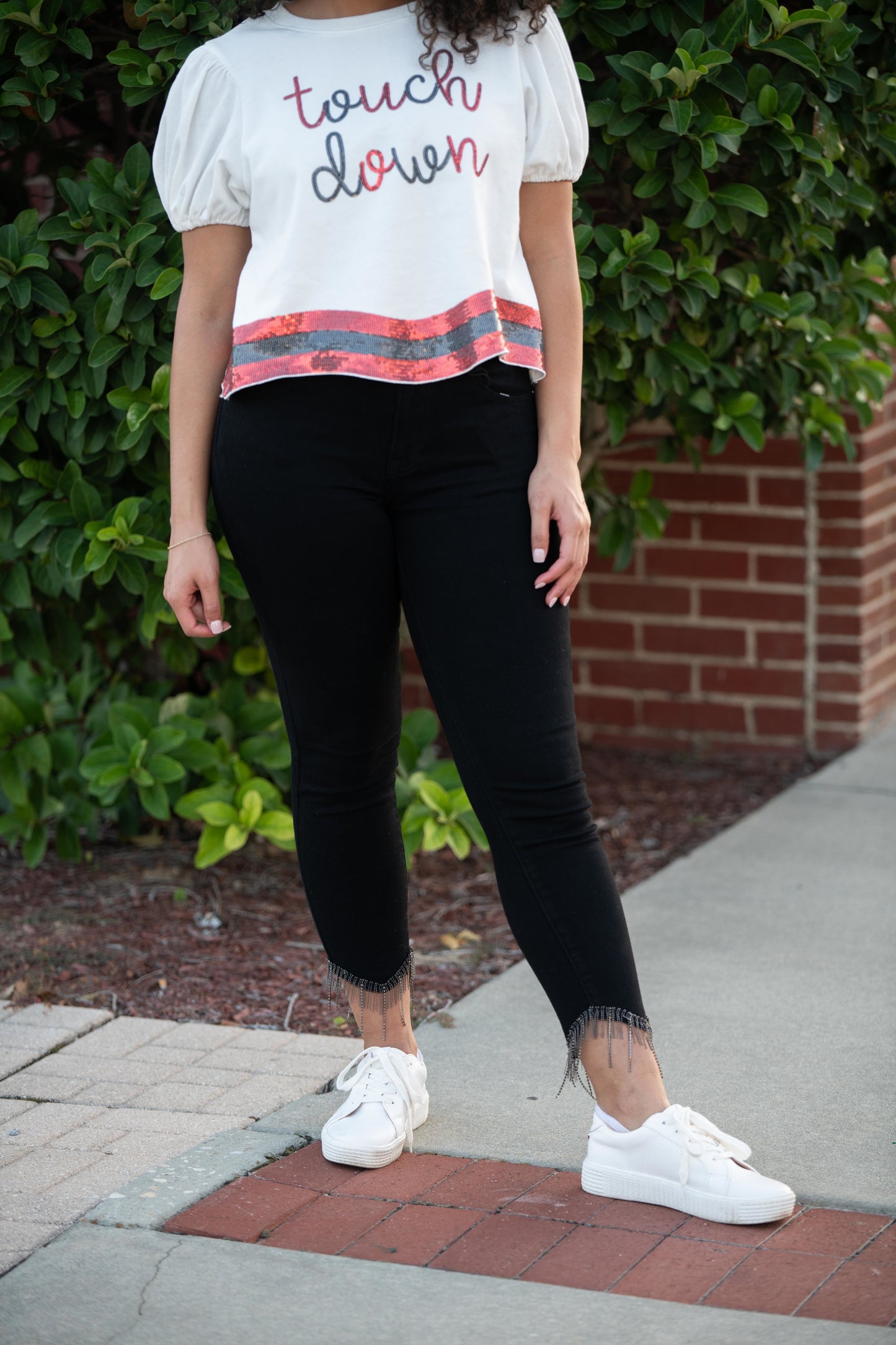 Embellished Mid Rise Crop Skinny by