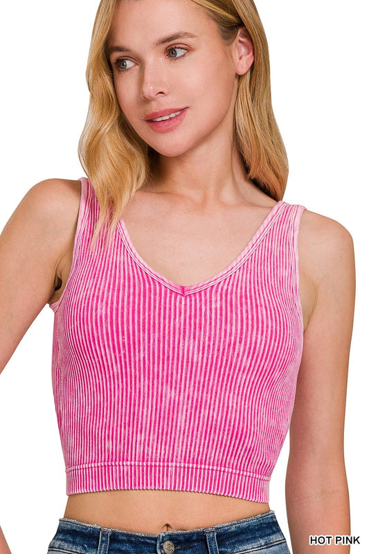 Zenana Cropped V-Neck Tank