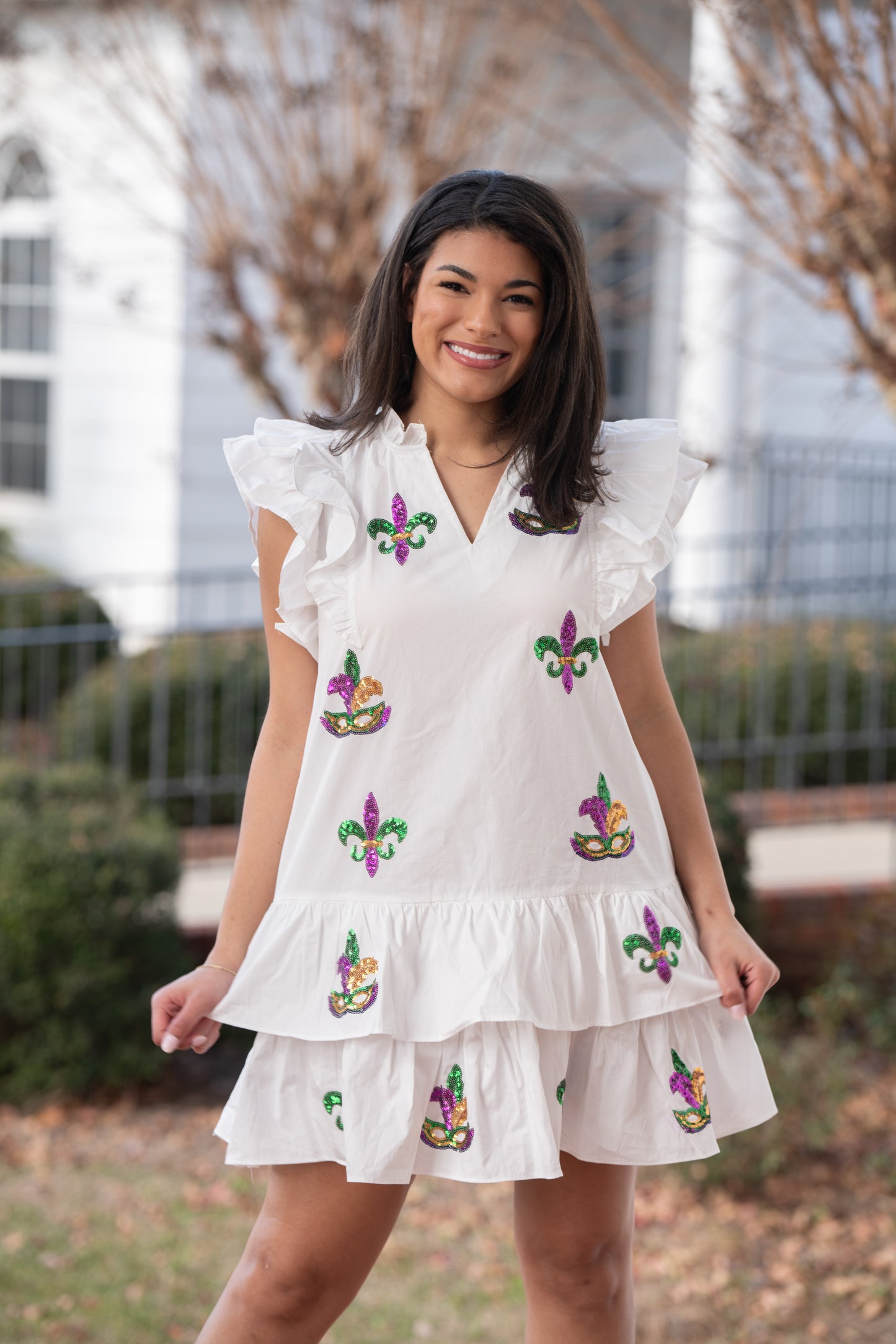 Mardi Gras Fleur De Lis Mini Dress