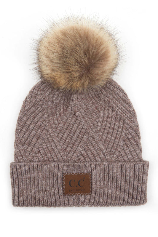 CC Criss Cross Suede Patch Beanie